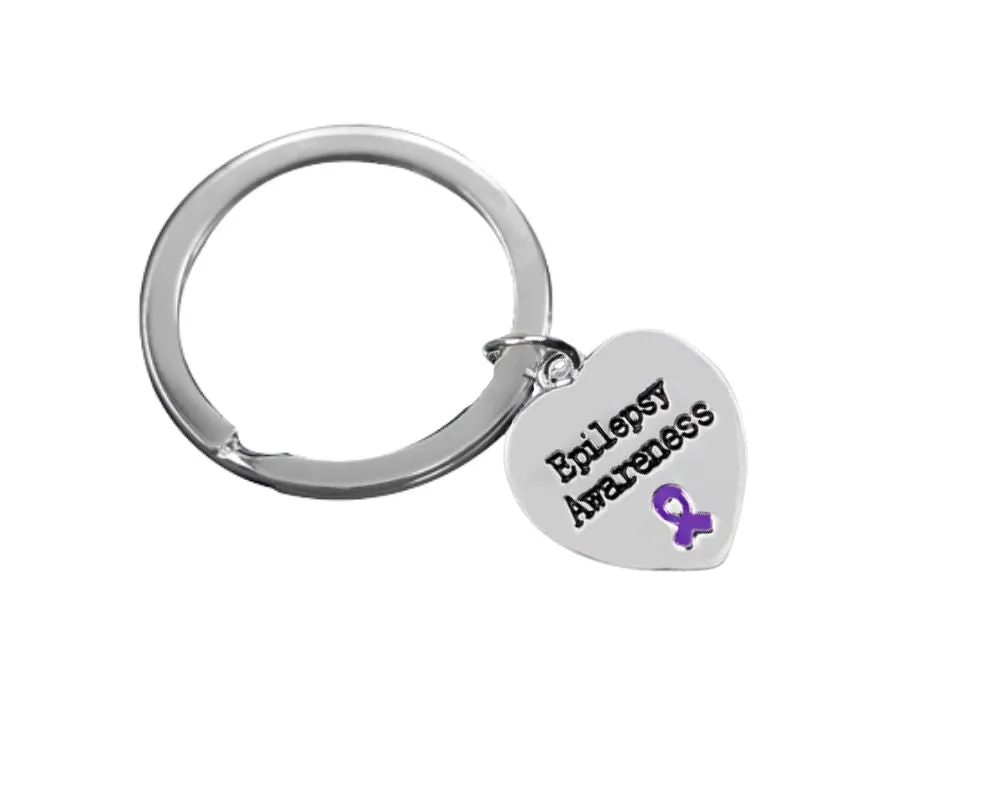 Heart Shaped Epilepsy Awareness Split Style Keychains