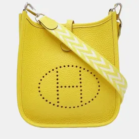 HERMES Evelyn TPM Crossbody Shoulder Bag Taurillon Clemence Jaune Naple 450189