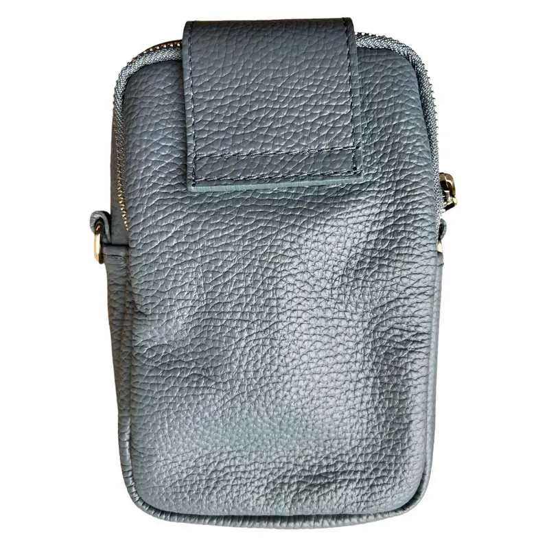 Italian Leather Cross-Body Camera Bag in Denim