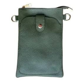 Italian Leather Crossbody Bag in Olive Green