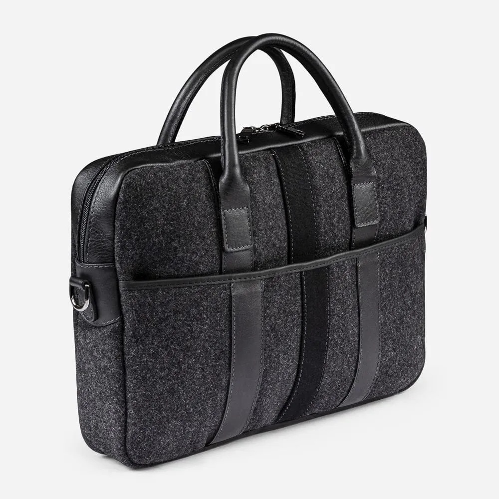 Italian Wool Briefcase in Black