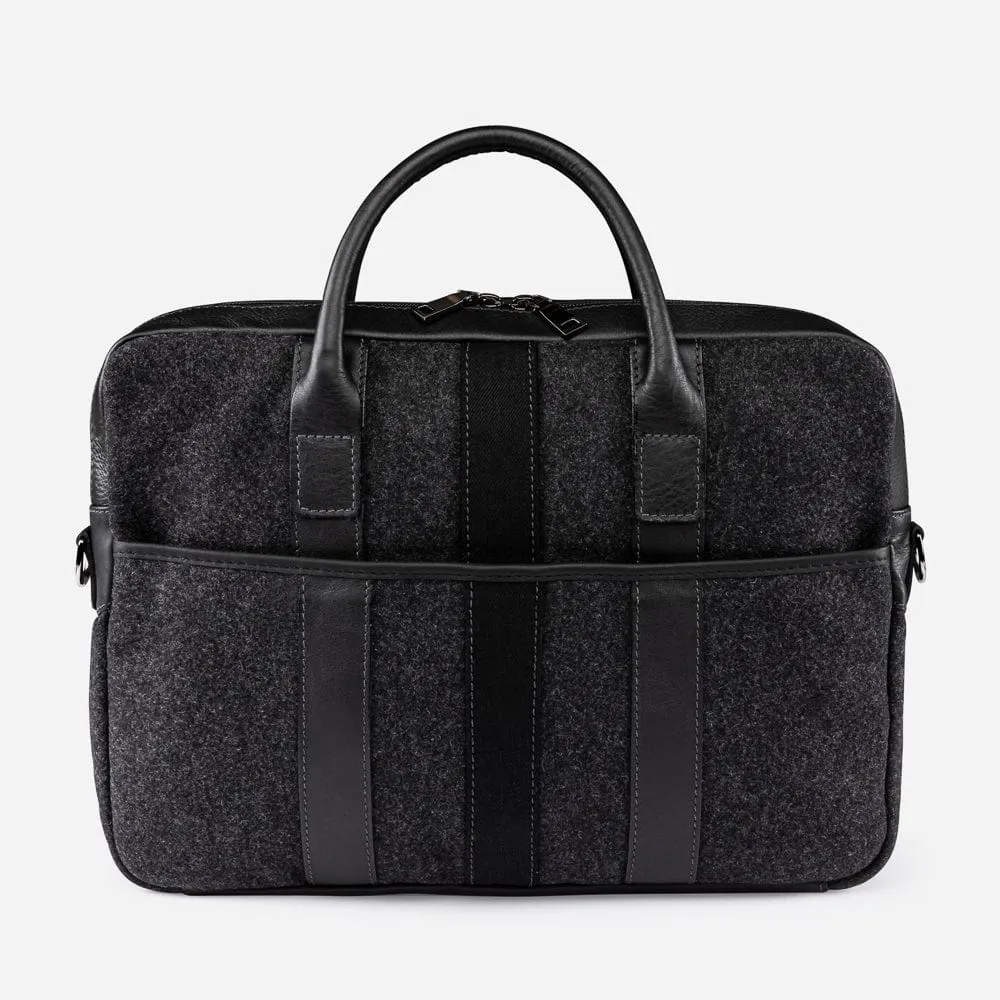 Italian Wool Briefcase in Black