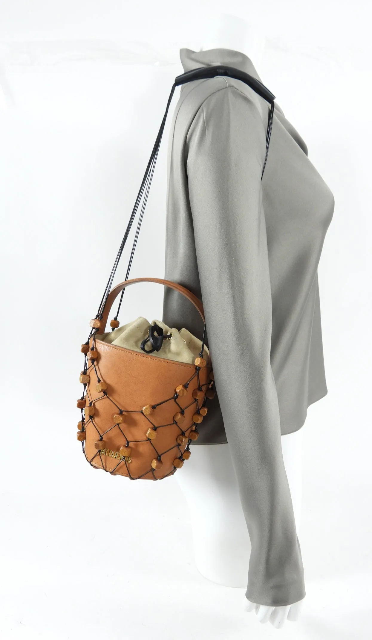 Jacquemus Le Sac Mapacasau Camel Bucket Bag with Beads