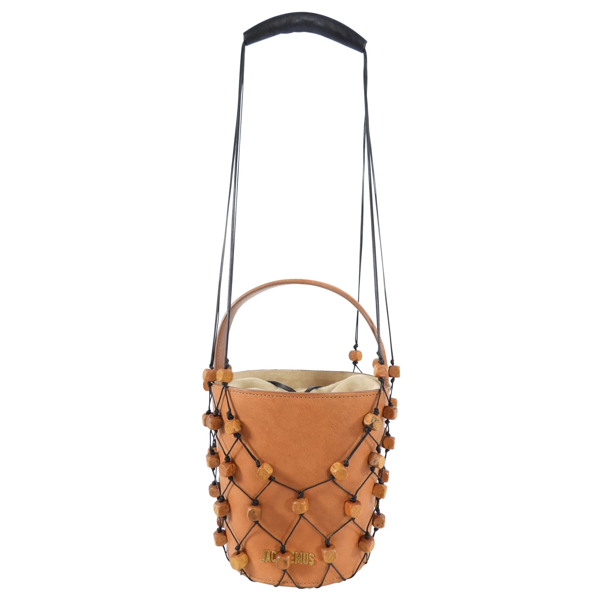 Jacquemus Le Sac Mapacasau Camel Bucket Bag with Beads