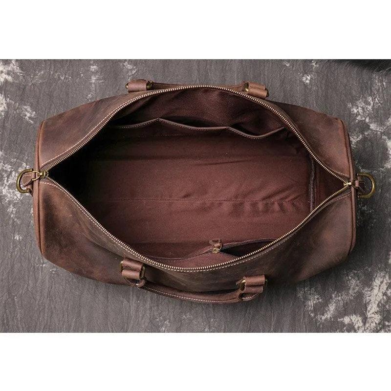 Large Capacity Genuine Leather Travel Duffel Handbag