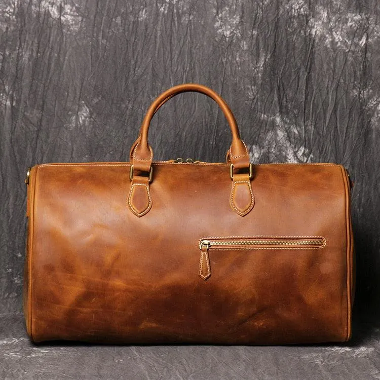 Large Capacity Genuine Leather Travel Duffel Handbag