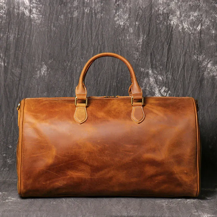 Large Capacity Genuine Leather Travel Duffel Handbag