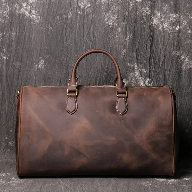 Large Capacity Genuine Leather Travel Duffel Handbag