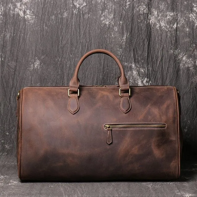 Large Capacity Genuine Leather Travel Duffel Handbag