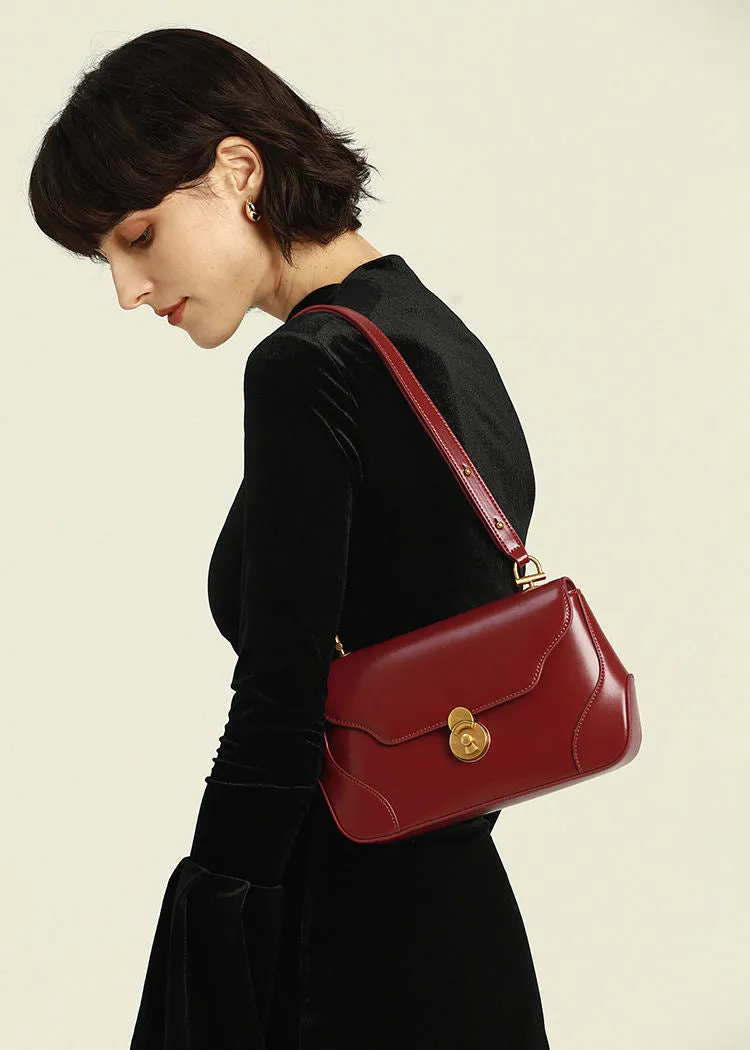 Leather Baguette Shoulder Bag