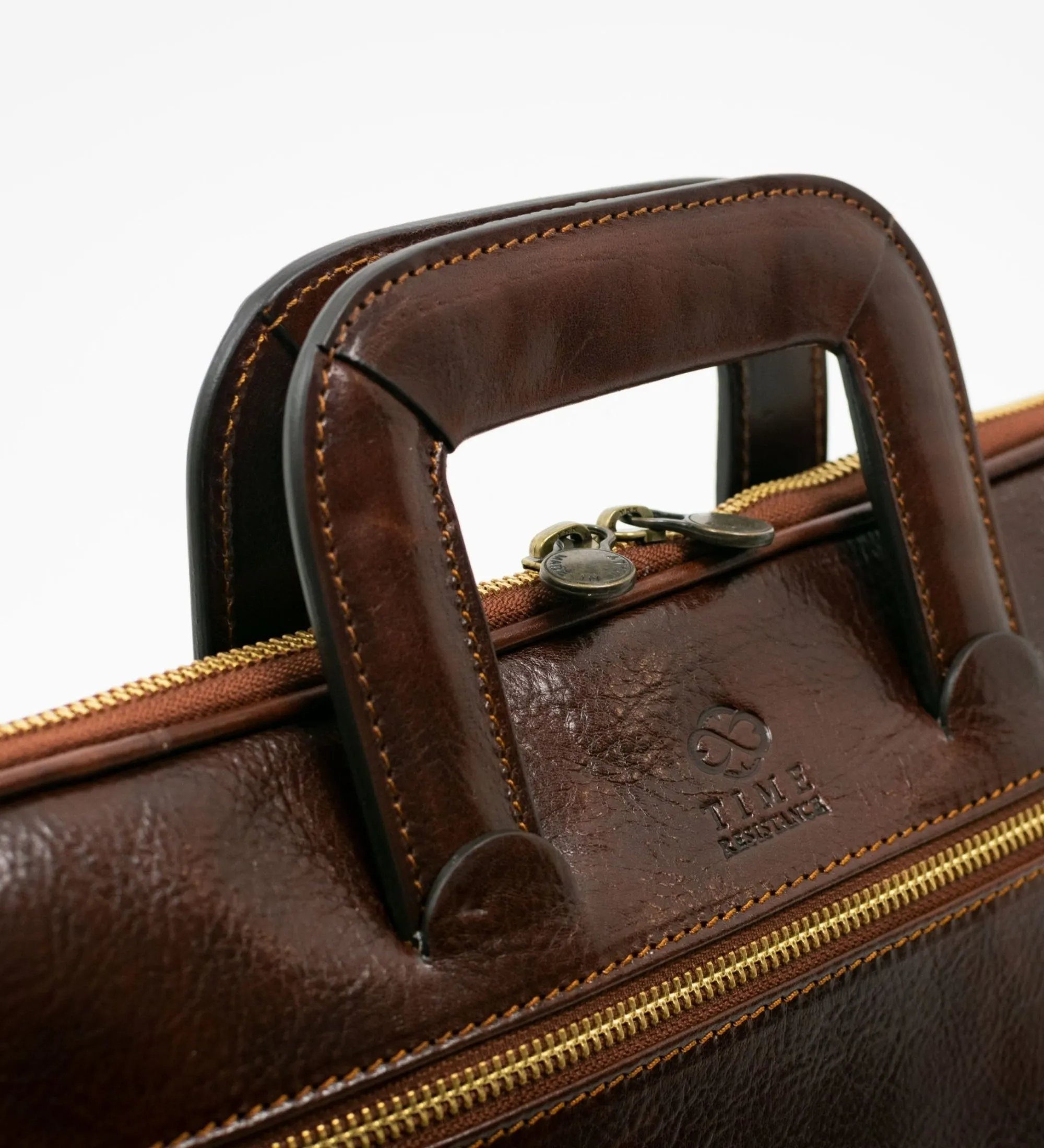 Leather Briefcase Laptop Bag - Brave New World