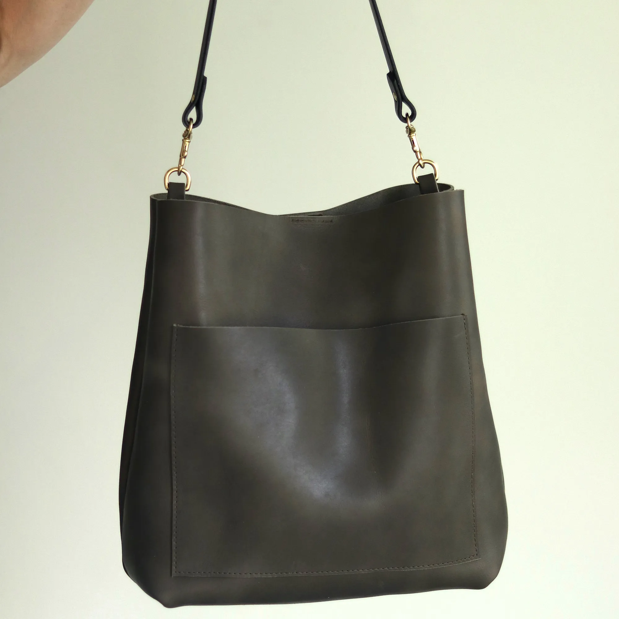 Leather Day Bag - Charcoal Gray