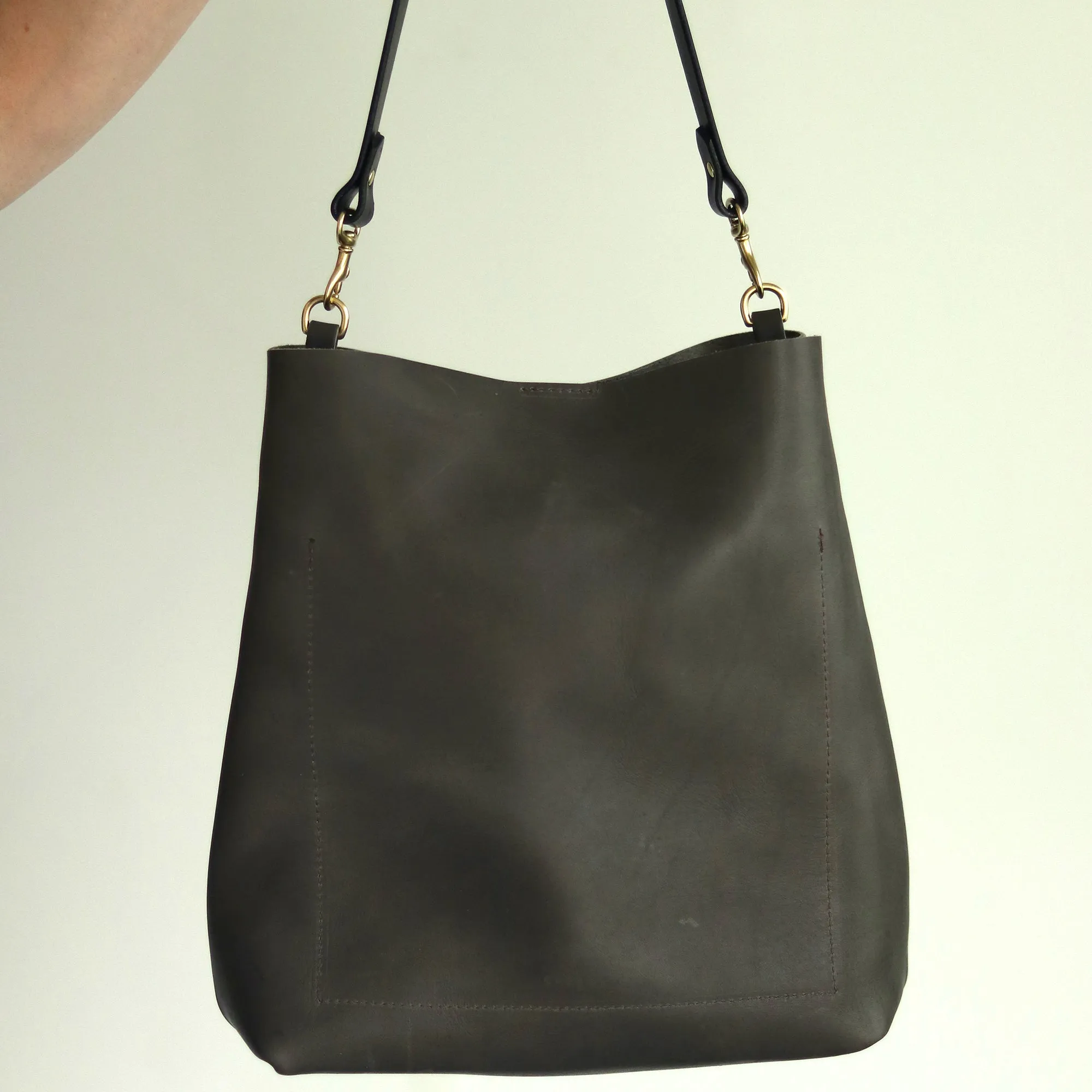 Leather Day Bag - Charcoal Gray