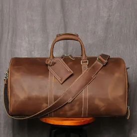 Leather Duffle Bag/Monogrammed Leather Weekender Bag/Leather Holdall/Overnight Bag For Men