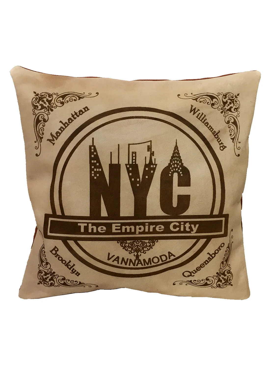 Leather Engrave Cushion Cover - Empire City NYC