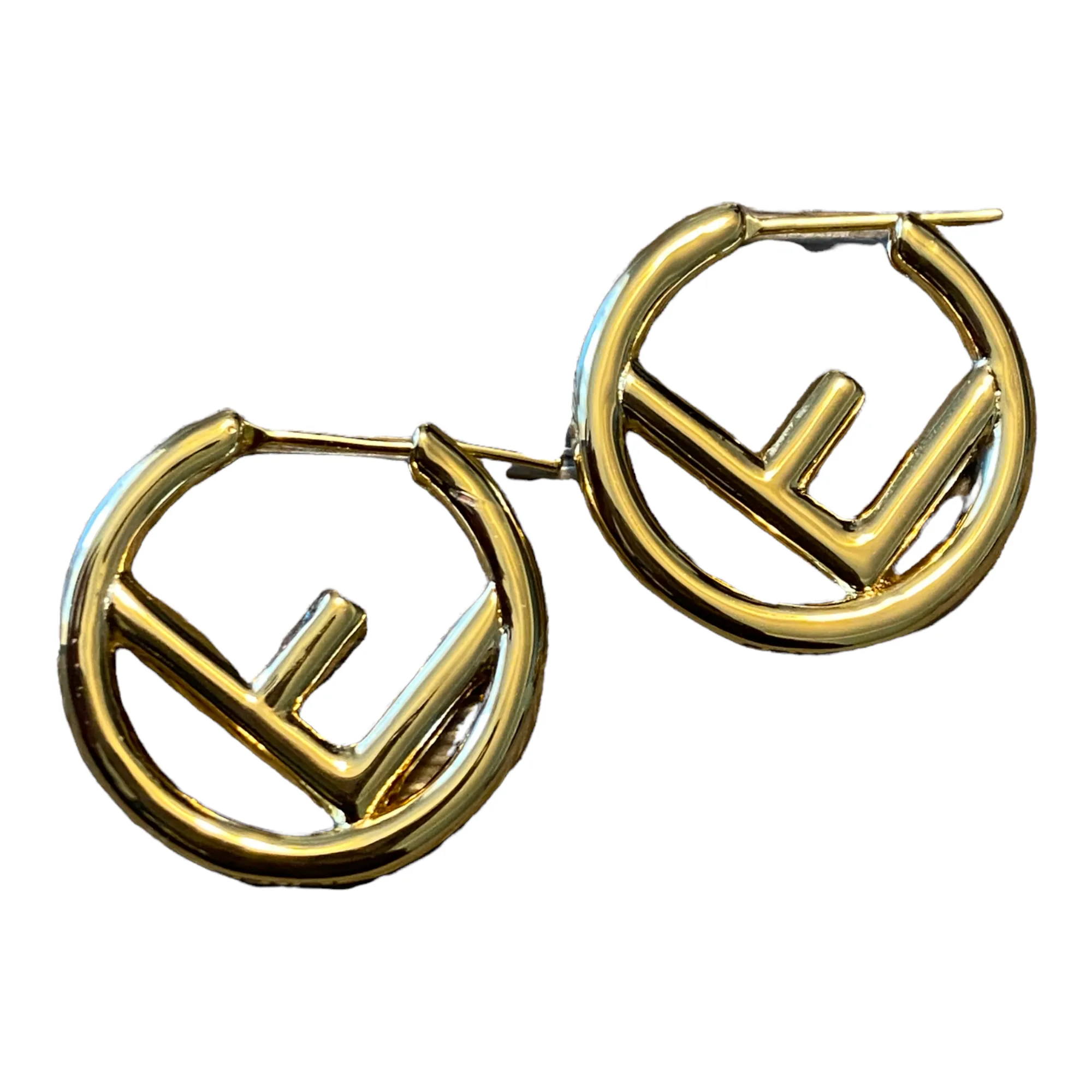 Letter F Luxury Gold Small Hoops High Quality Earrings