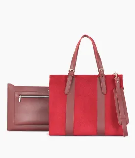 Maroon Suede Tote Bags With Sleeve 612