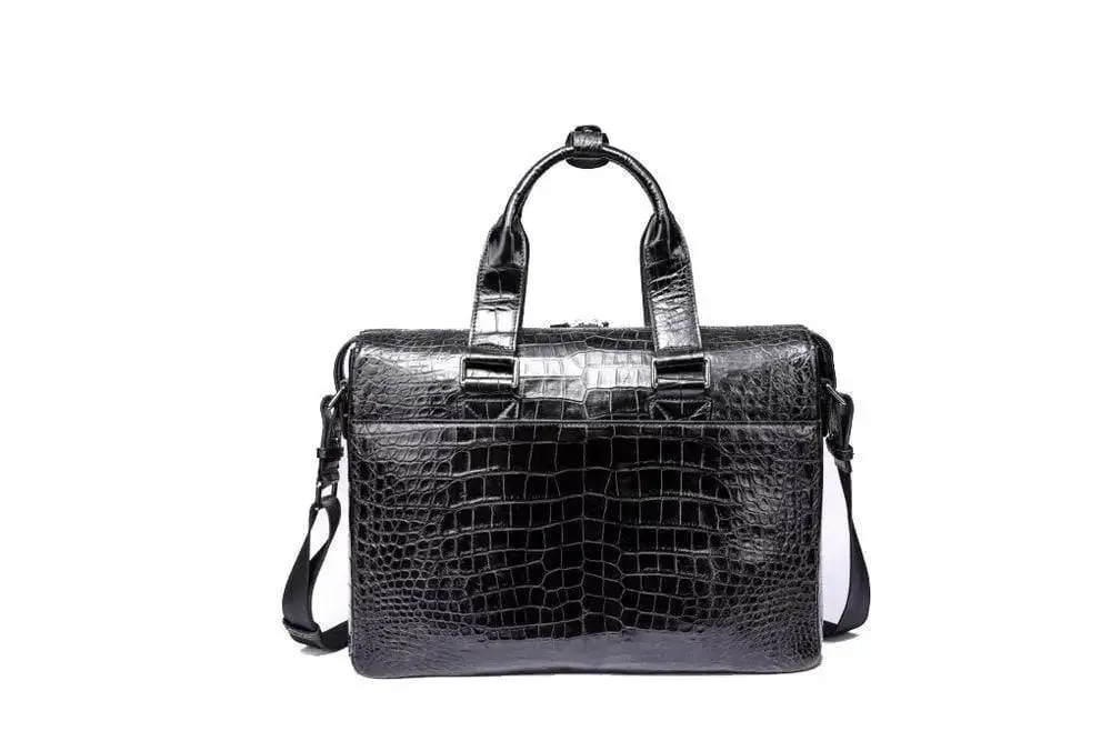 Men's Crocodile Leather  Black  Shoulder Bag  Cross body Tote Bags