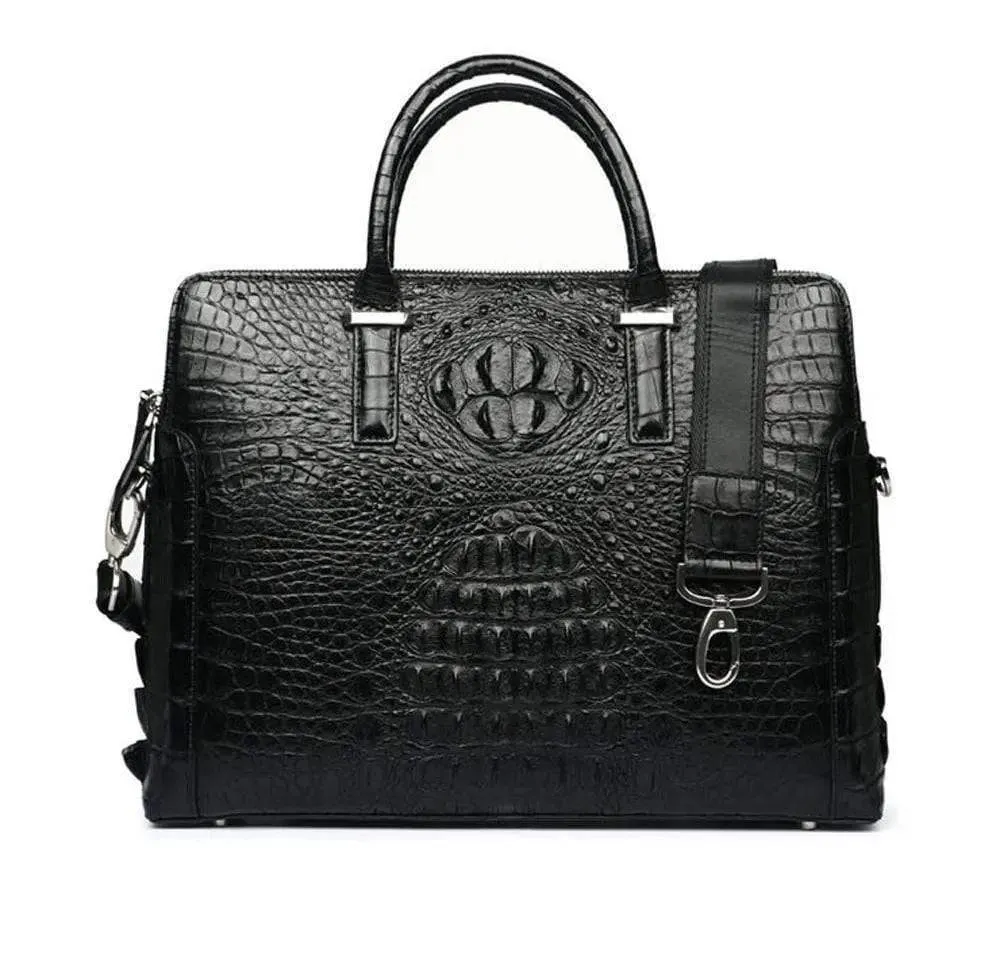 Men's Genuine Crocodile Leather Briefcase Laptop Bag Portfolio Computer Bag