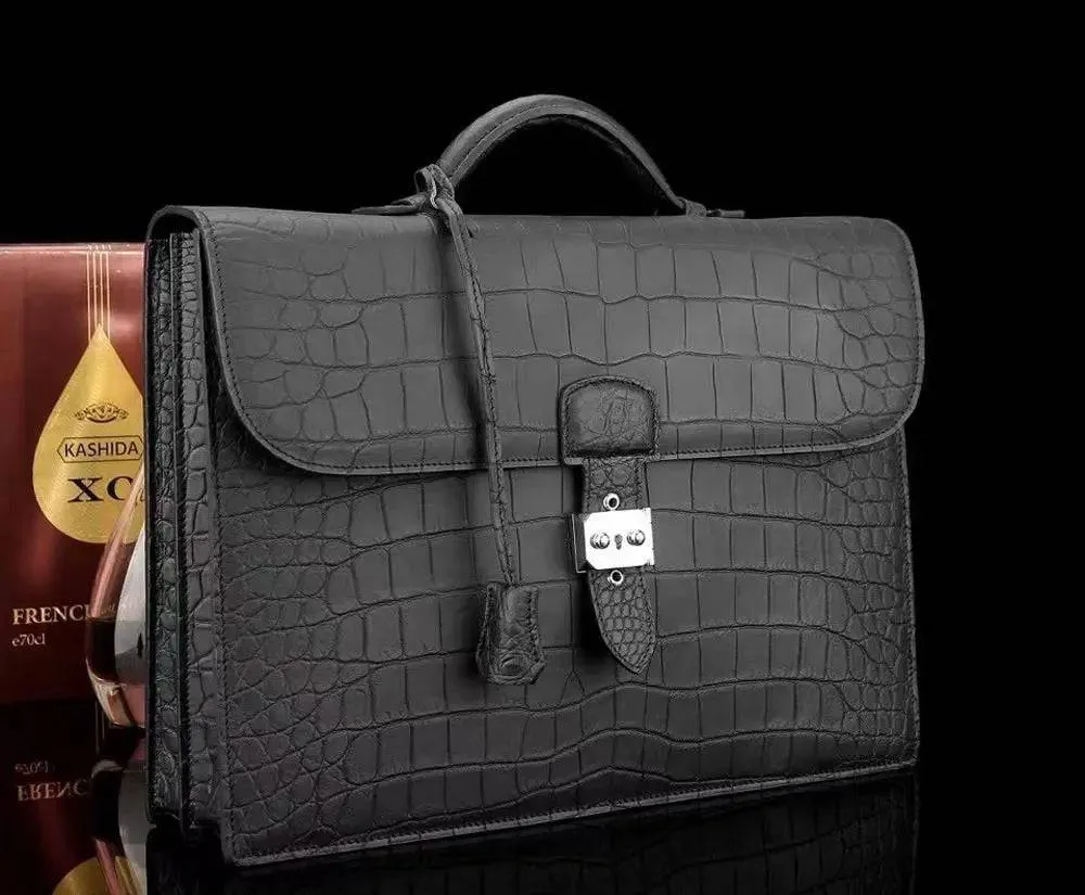 Men's Genuine Crocodile Leather Business Briefcase