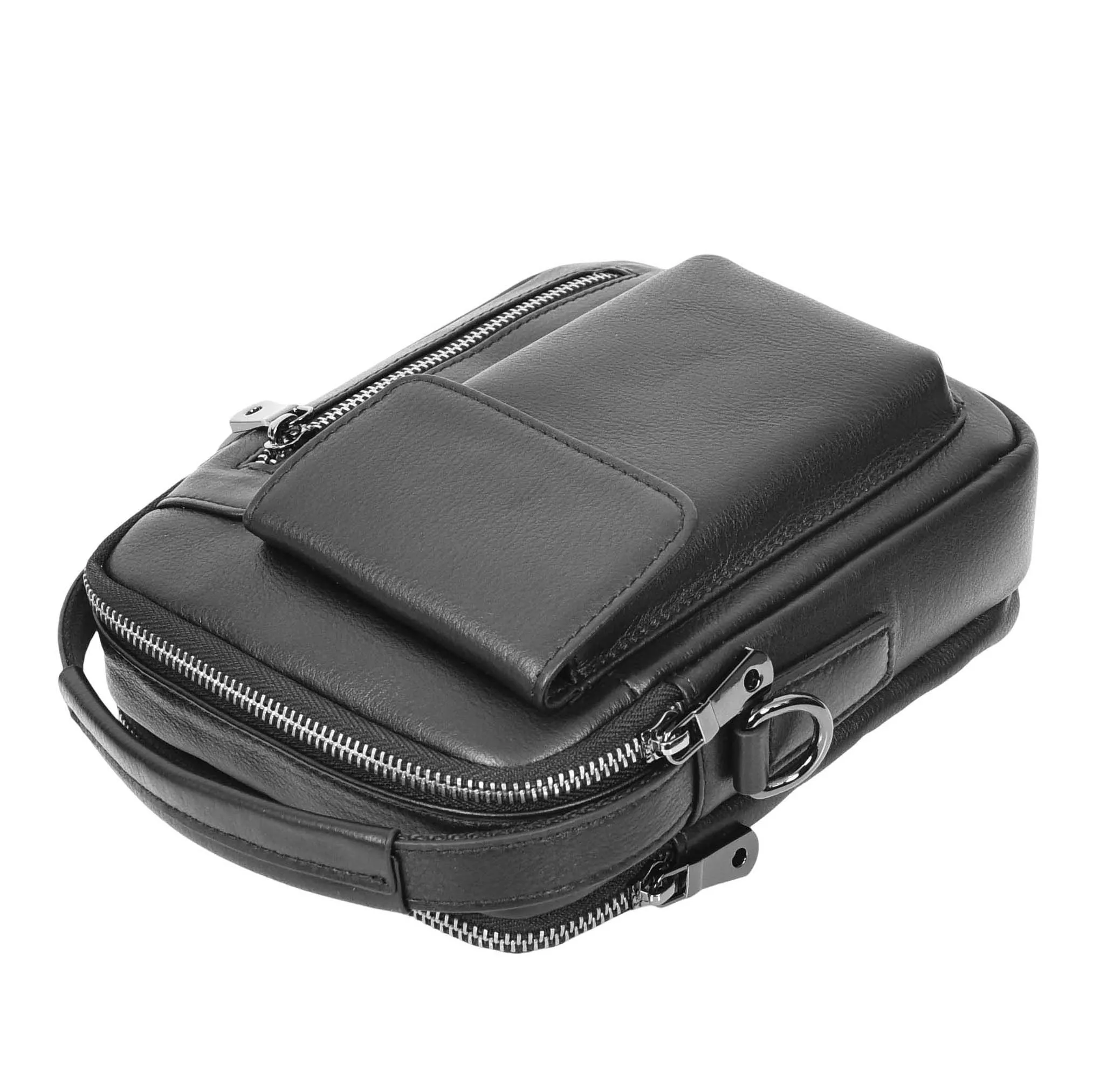 Mens Leather Small Cross Body Flight Bag Hudson Black