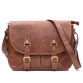 Men's Vintage Tan oiled leather Satchel Bag