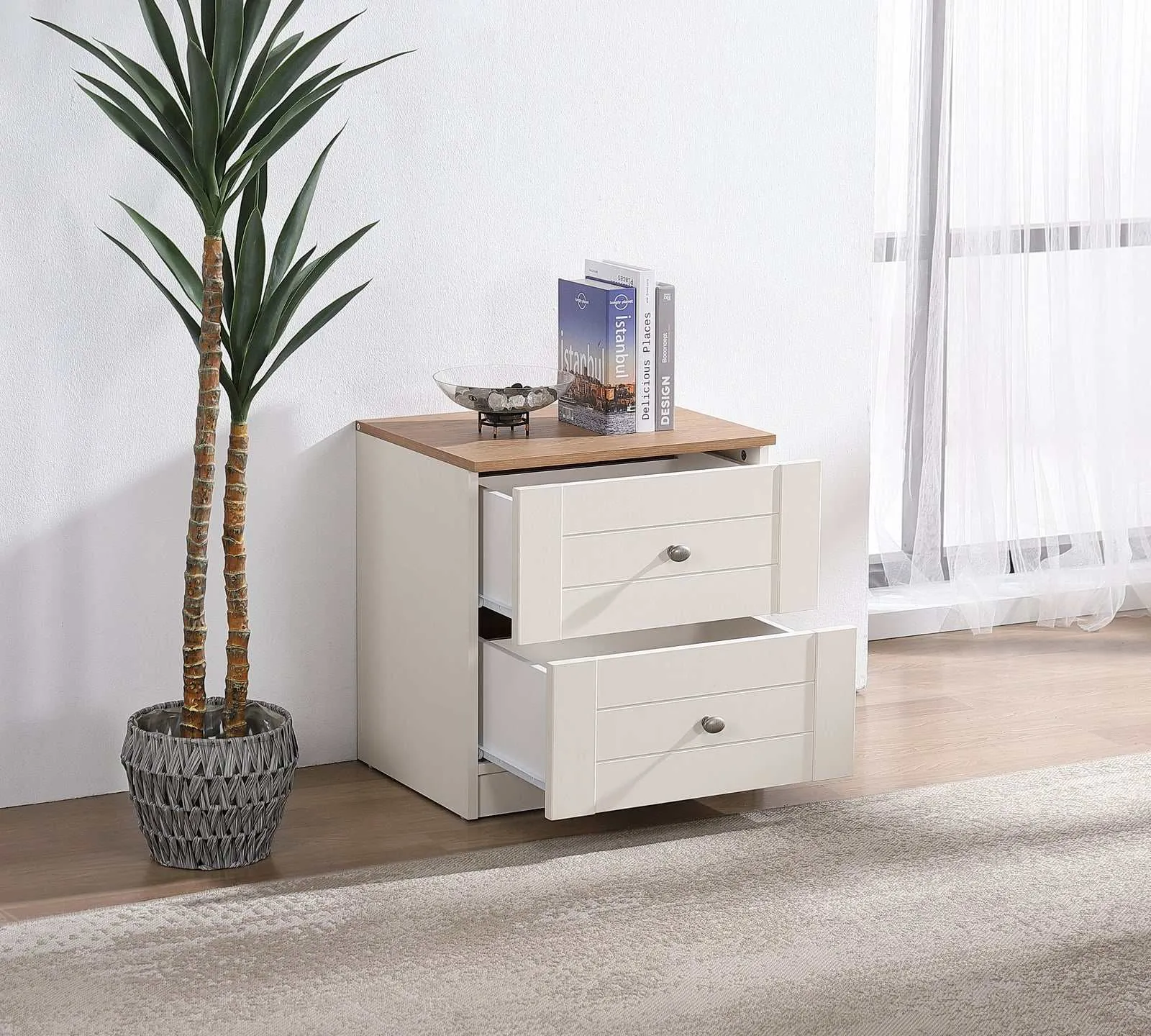 MerryLuk Harriet Chest of 5 Drawers Dresser with 2 Drawer Bedside Table