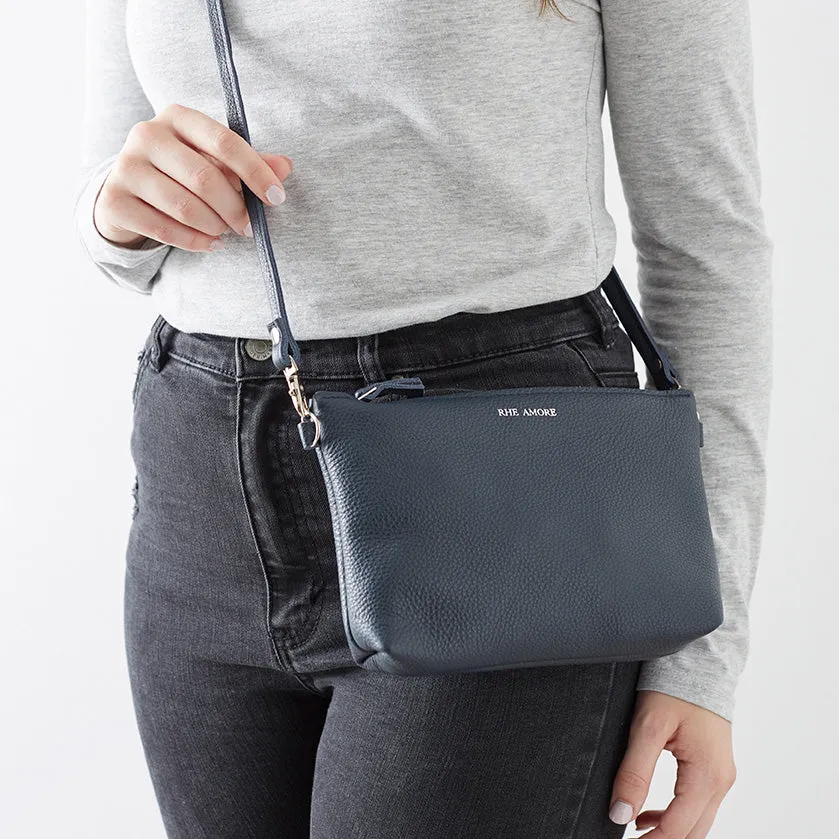 Navy Leather Crossbody Bag