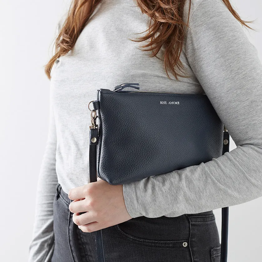 Navy Leather Crossbody Bag