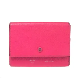 Noen Pink Grained Leather Snap Flap Pouch