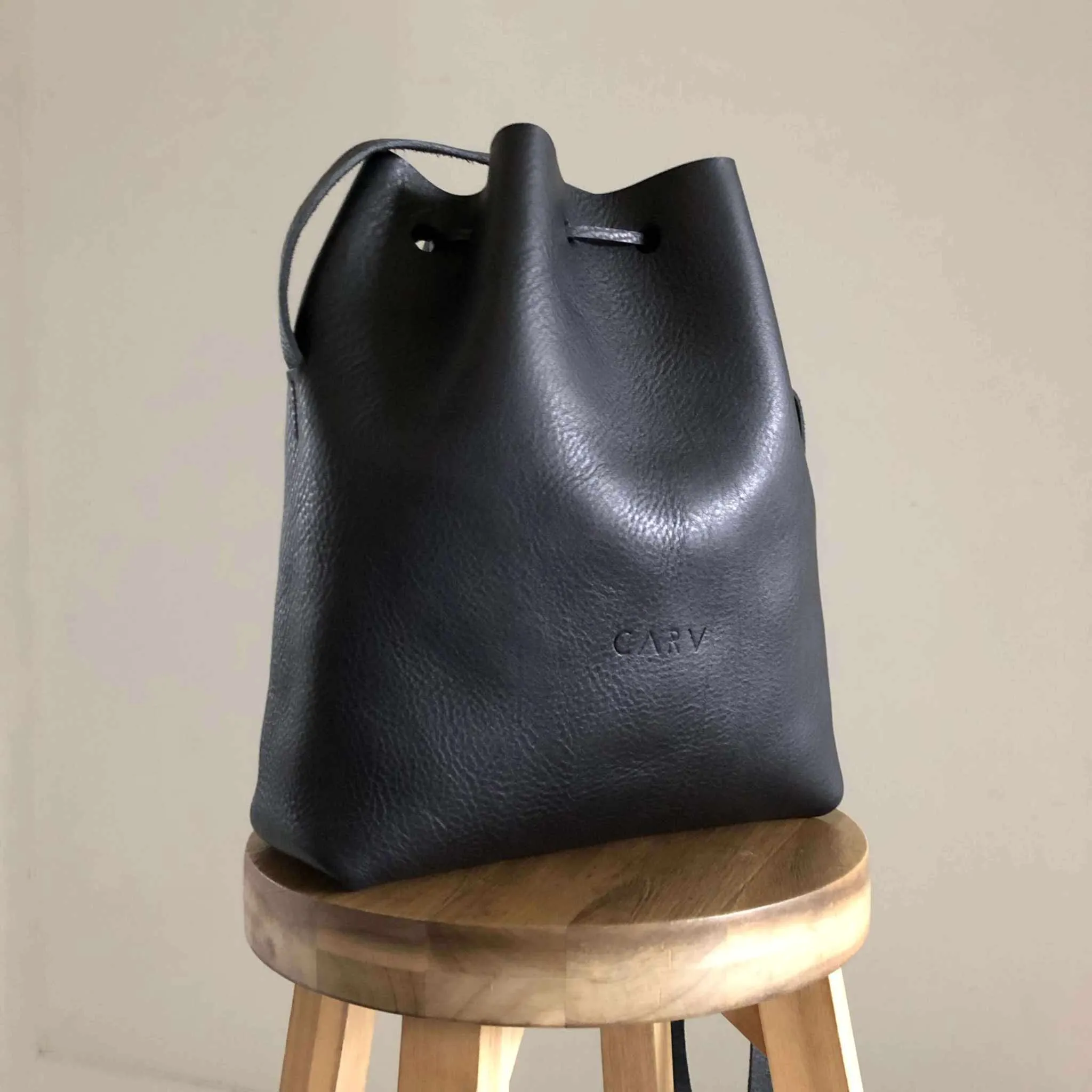 Nomad Maxi Leather Bucket Bag in Black or Tan