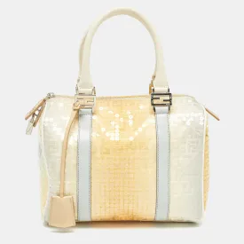 Ombre Yellow Zucchino Fabric and Leather Small Forever Bauletto Bag