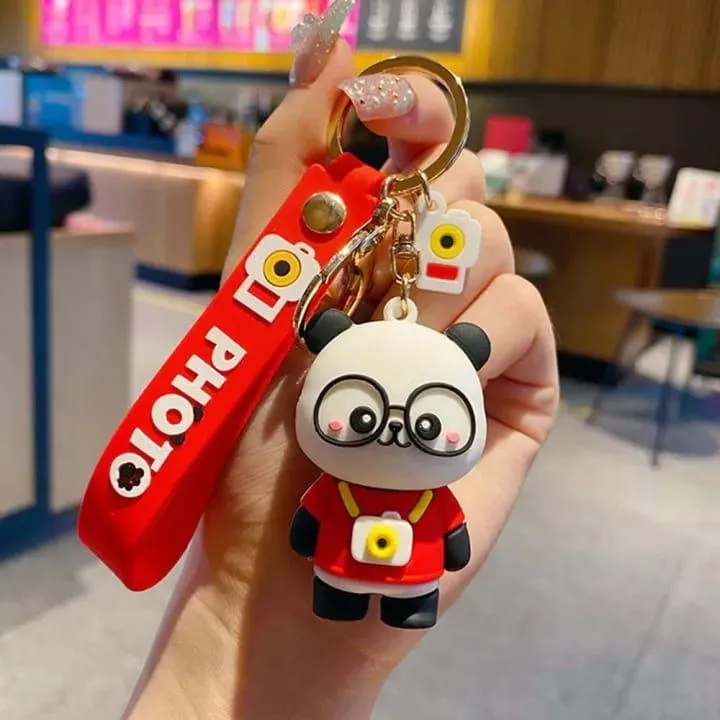 Panda Keychains with bag charm and Strap ( Select From Drop Down Menu)