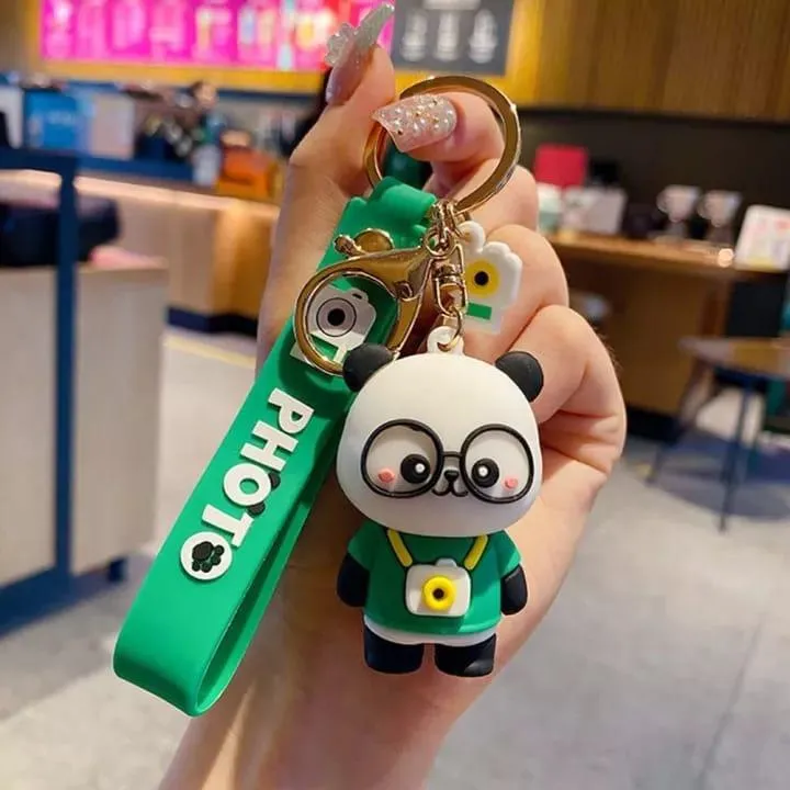 Panda Keychains with bag charm and Strap ( Select From Drop Down Menu)