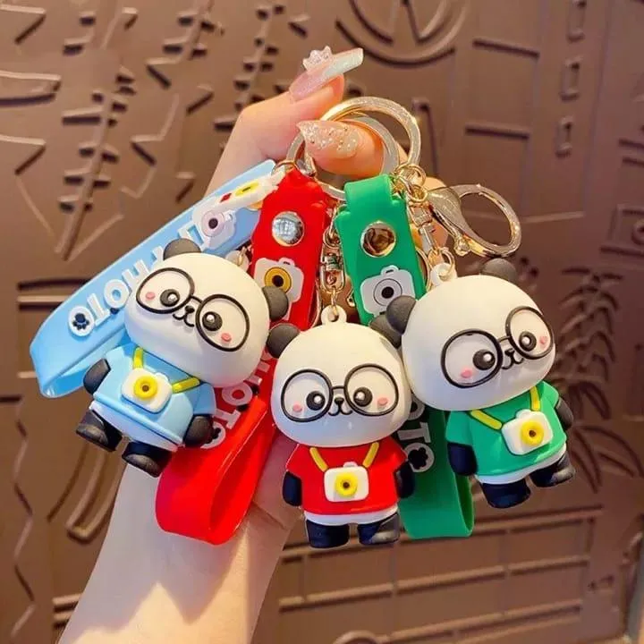 Panda Keychains with bag charm and Strap ( Select From Drop Down Menu)