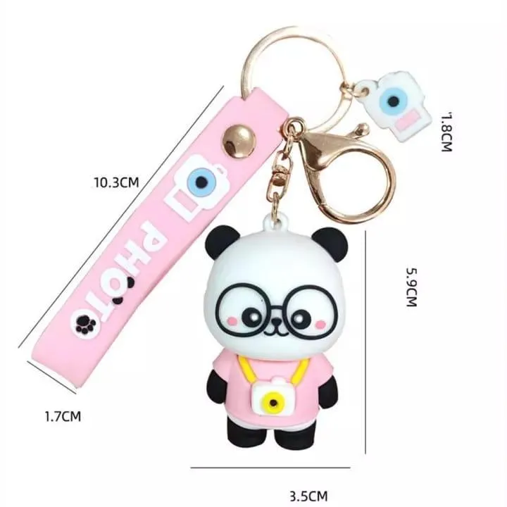 Panda Keychains with bag charm and Strap ( Select From Drop Down Menu)