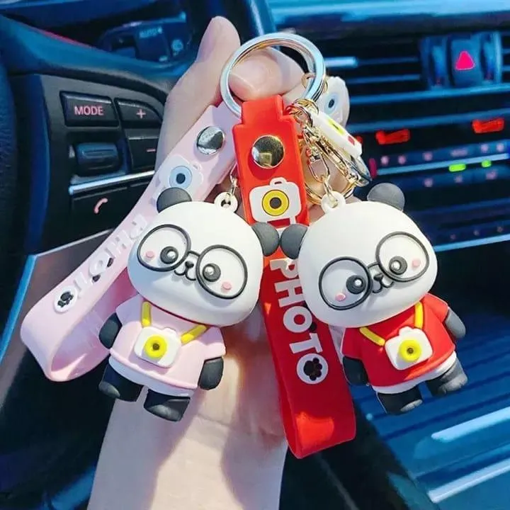 Panda Keychains with bag charm and Strap ( Select From Drop Down Menu)