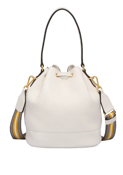 Prada Leather Bucket Bag White