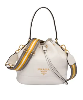 Prada Leather Bucket Bag White