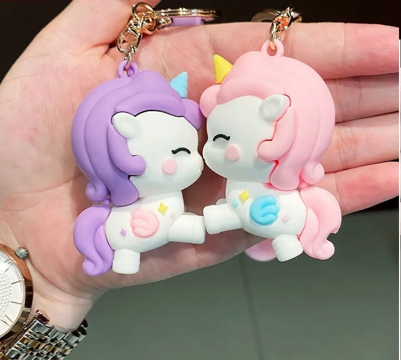 Premium Quality Magical 3D Mermaid and Unicorn Keychains to Your Everyday Accessories (Pack of 2) (Random Colour)