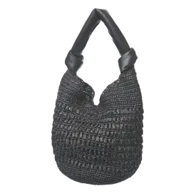 Raffia Bag Bucket Medium Knot black