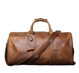 Retro Carry-On Bag Crazy Horse Leather Travel Duffel Bag