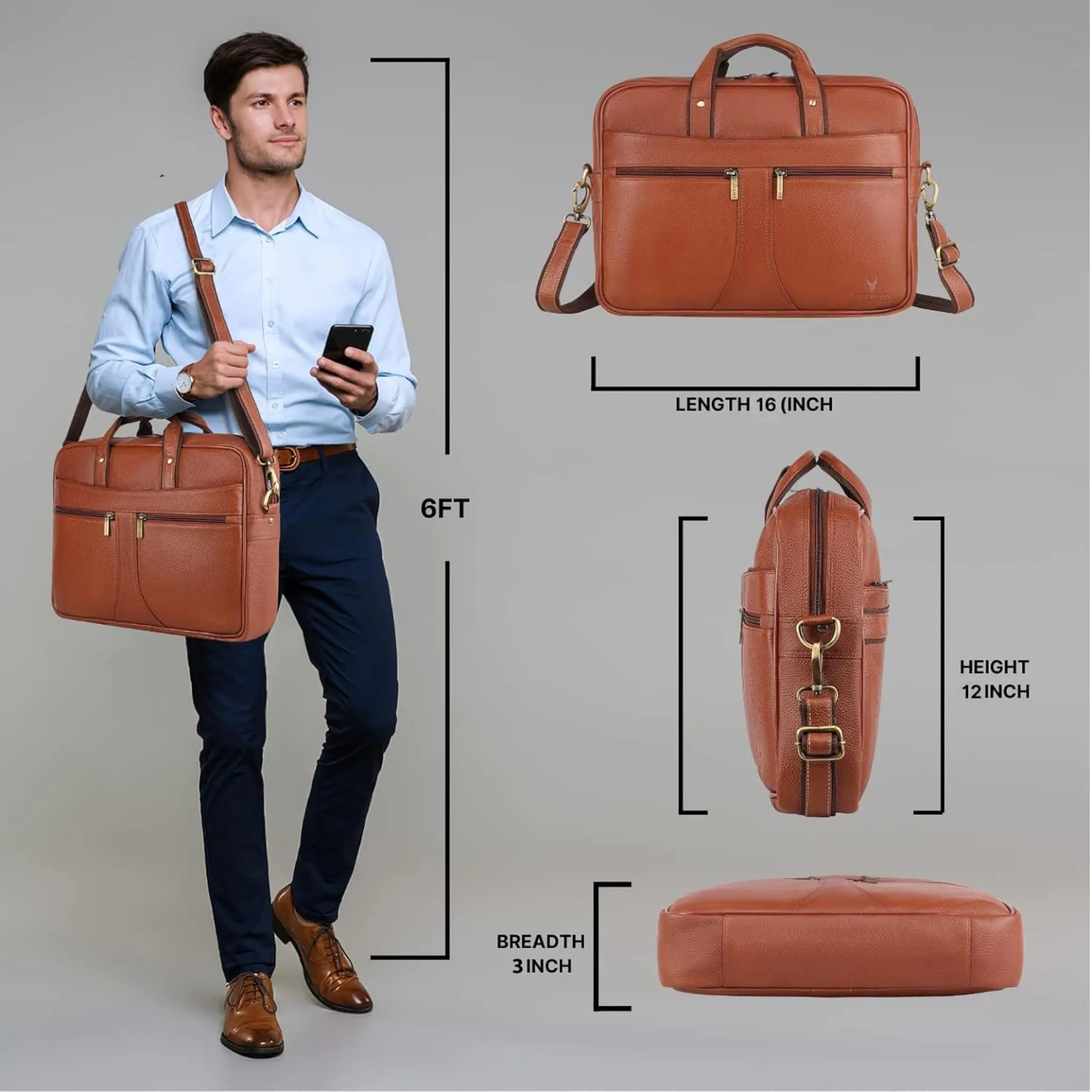 RICHMOND Leather Laptop Messenger Bag for Men