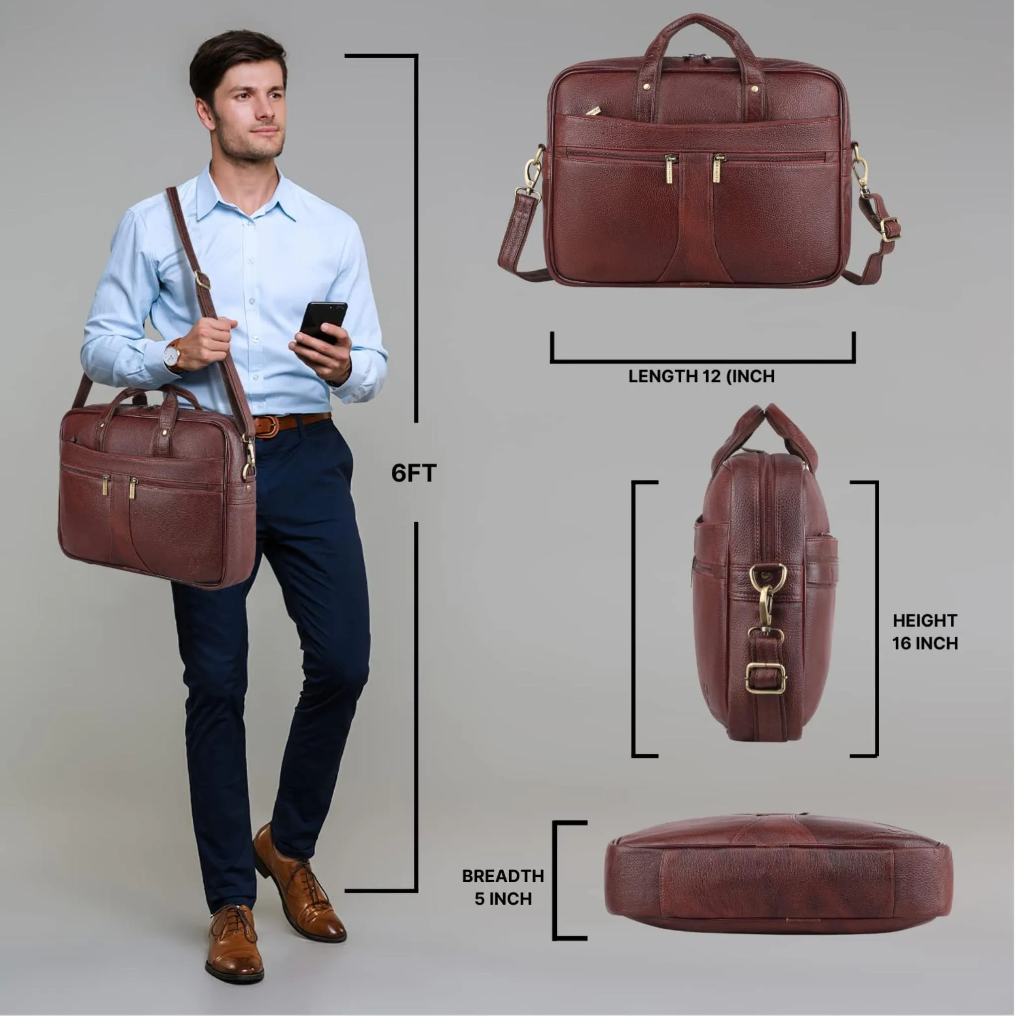 RICHMOND Leather Laptop Messenger Bag for Men