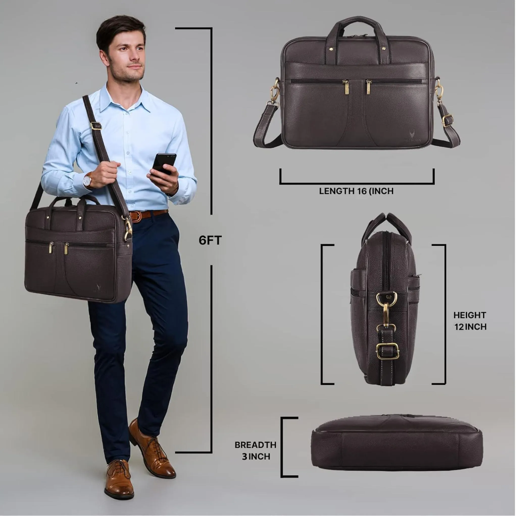 RICHMOND Leather Laptop Messenger Bag for Men