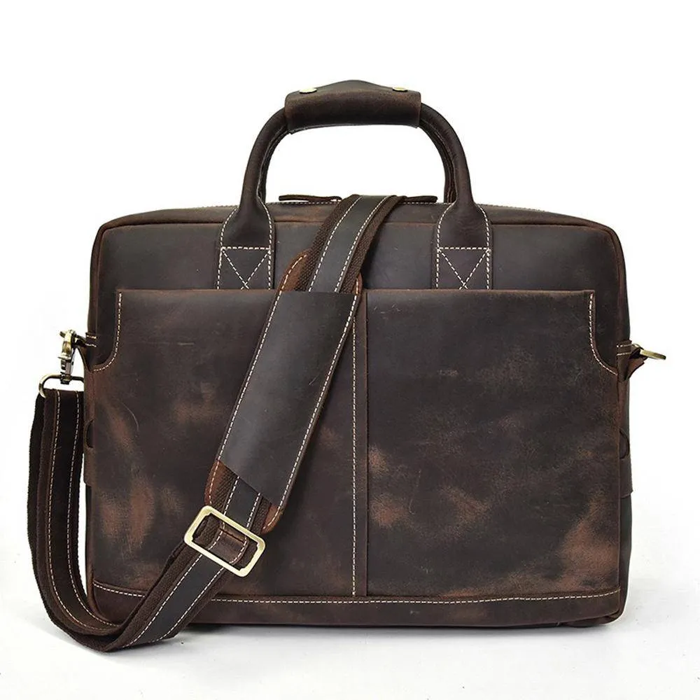 Rossie Viren  Men's Large  Vintage Brown Leather Briefcase / Leather Satchel / Leather Travel Bag /Leather Messenger Bag