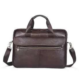 Rossie Viren  Pebbled Leather Soft Business Briefcase  For Men