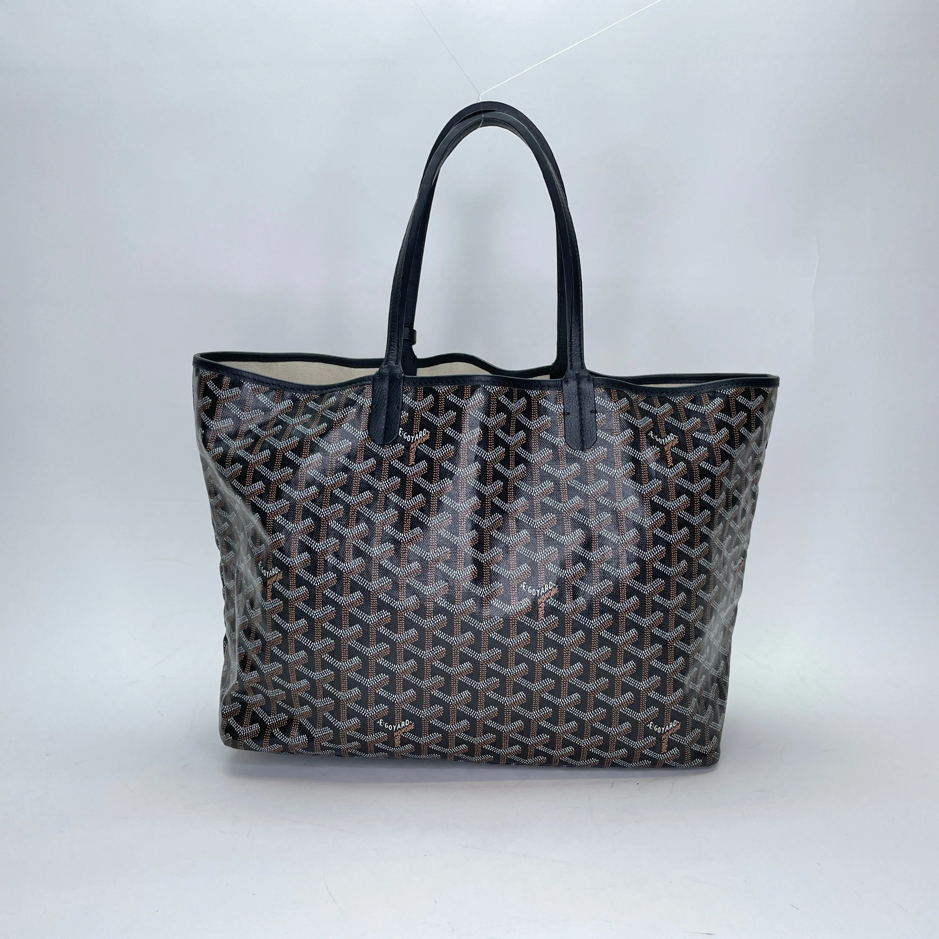 Saint Louis PM Black Tote Bag in Coated Canvas, Silver hardware