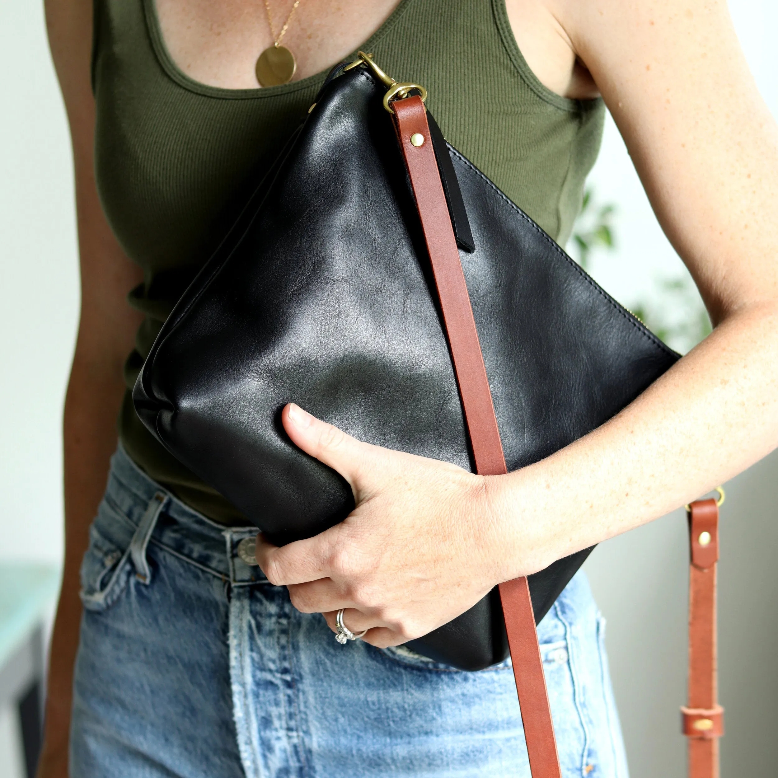 Seconds Sale Crossbody Bag with Monogram - Black Pebble