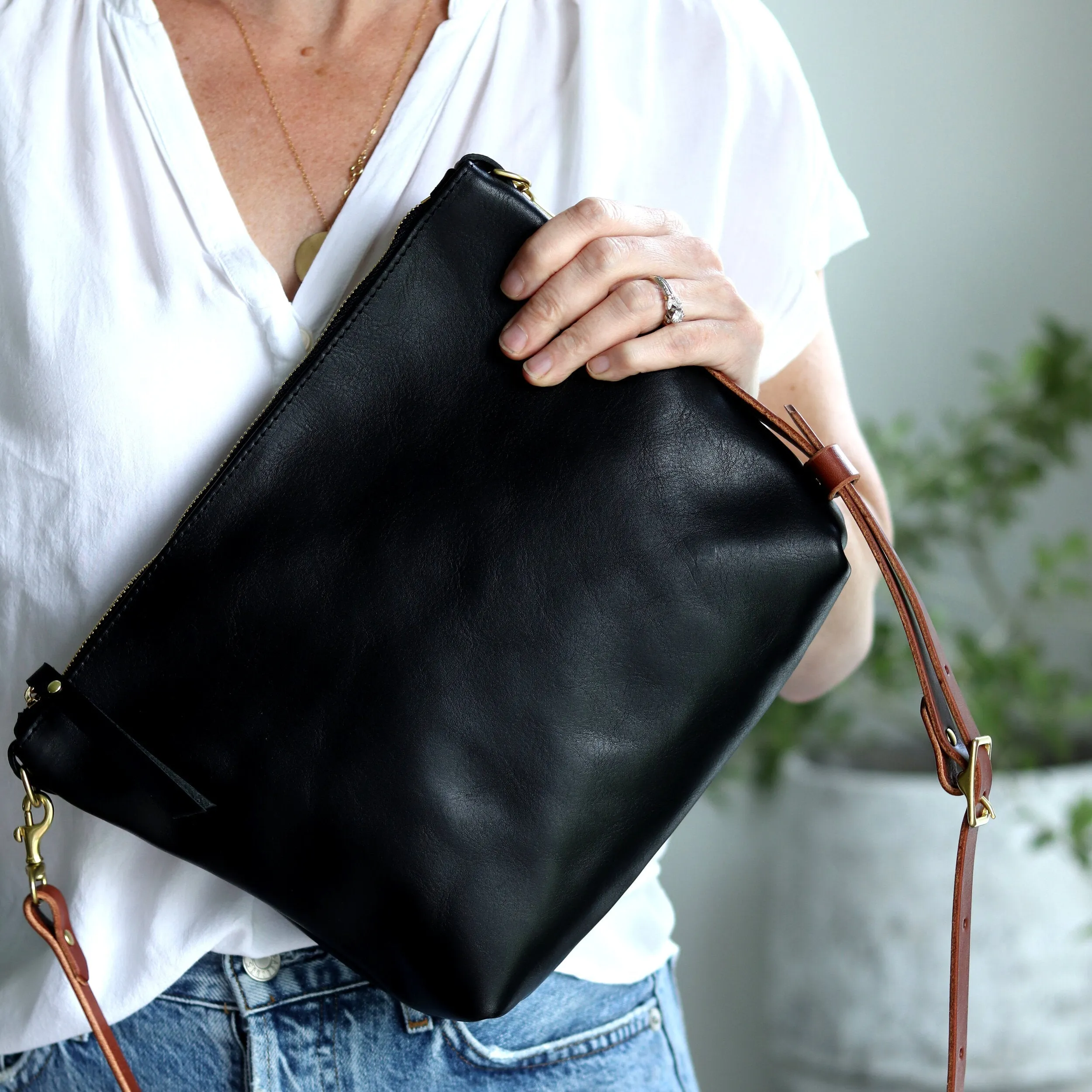 Seconds Sale Crossbody Bag with Monogram - Black Pebble